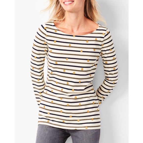 TALBOTS STRIPE-DOT BATEAU TOP | Sz PM (NWT) - Picture 1 of 7
